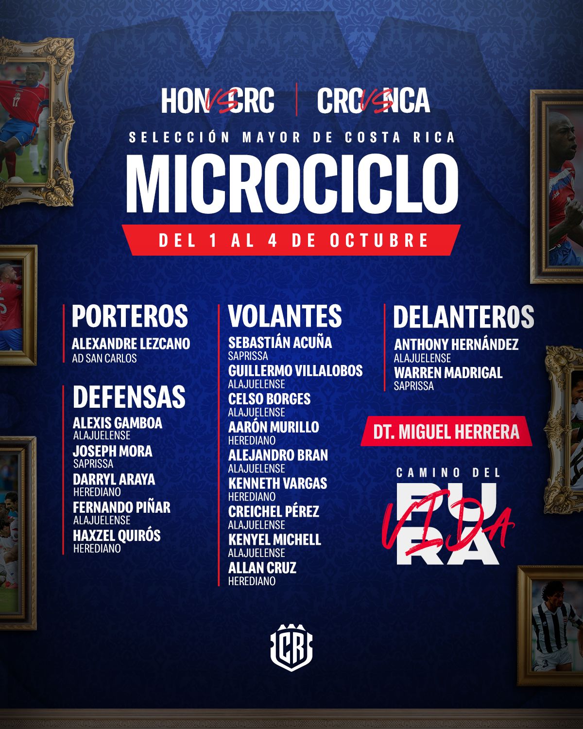 Estos son los jugadores llamados al microciclo de la Selección Mayor
